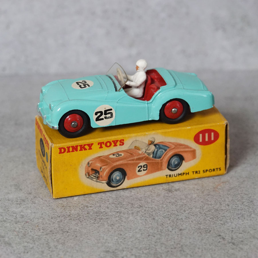 Dinky 111 Triumph TR2 Sports In Turquoise Red Hubs #25