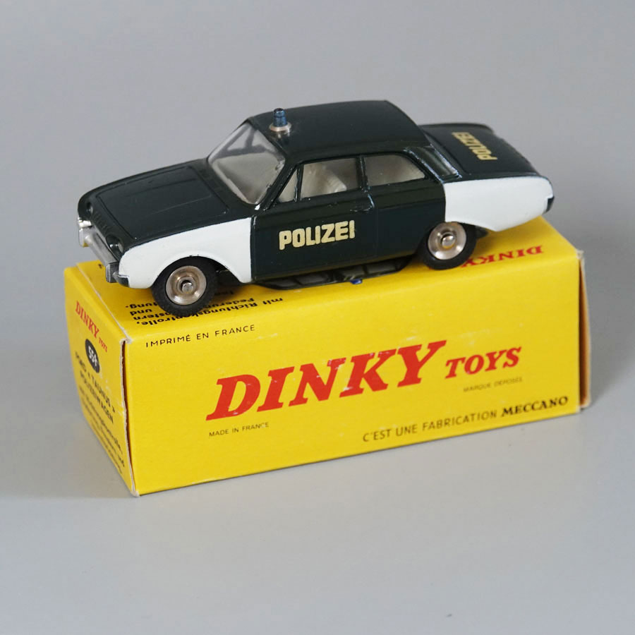 Dinky 551 Ford Taunus 17M Police Car Green-White German Export RARE 