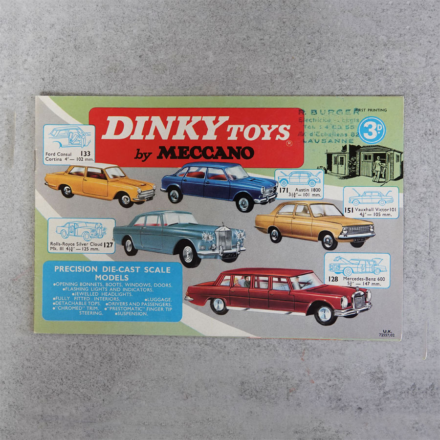 Dinky Toys Catalogue 1965 1st printing no 72557/02 Swiss Dealer Stamp